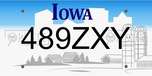 489ZXY Iowa License Plate