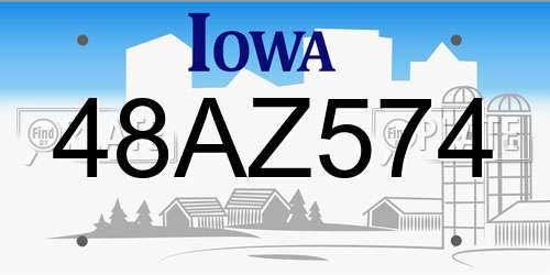 48AZ574 Iowa License Plate