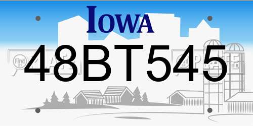 48BT545 Iowa License Plate