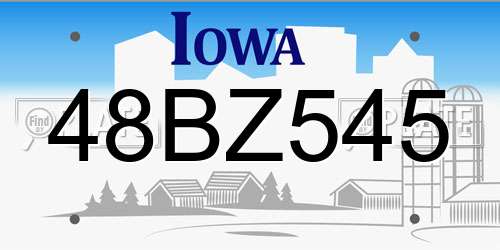 48BZ545 Iowa License Plate