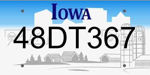 48DT367 Iowa License Plate