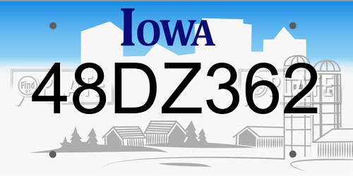 48DZ362 Iowa License Plate
