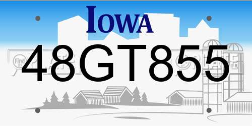 48GT855 Iowa License Plate