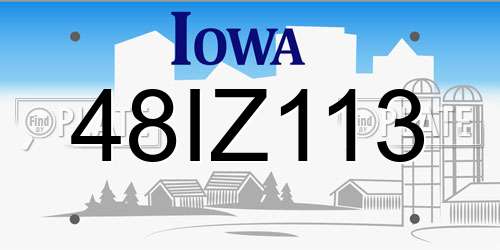 48IZ113 Iowa License Plate