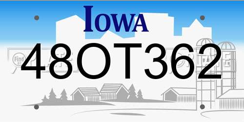 48OT362 Iowa License Plate