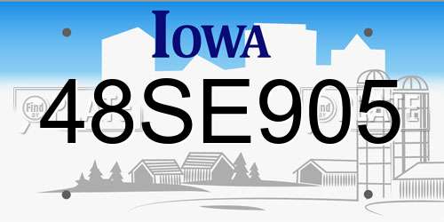 48SE905 Iowa License Plate