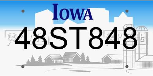 48ST848 Iowa License Plate