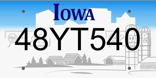 48YT540 Iowa License Plate