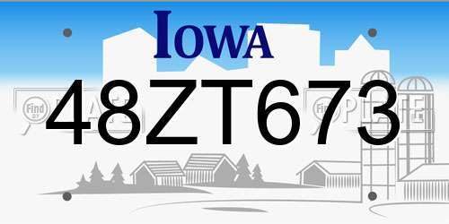 48ZT673 Iowa License Plate