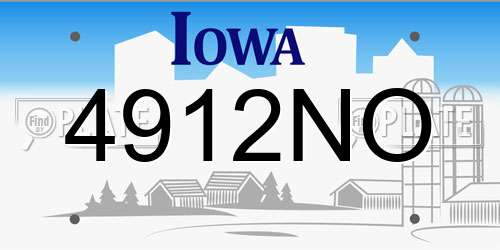 4912NO Iowa License Plate