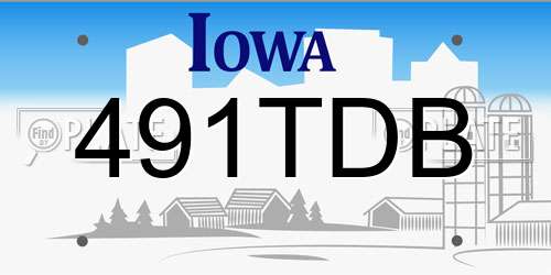 491TDB Iowa License Plate