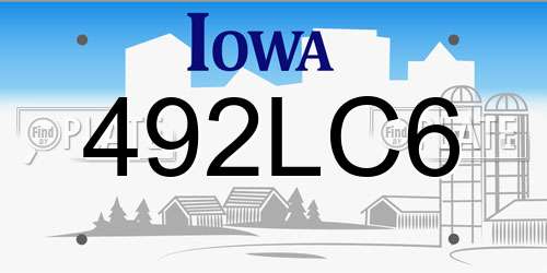 492LC6 Iowa License Plate