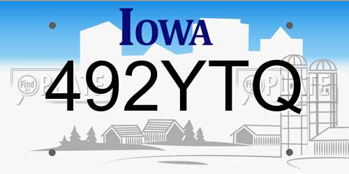492YTQ Iowa License Plate