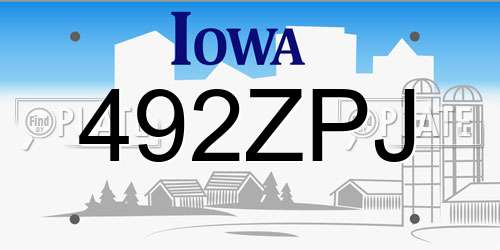 492ZPJ Iowa License Plate