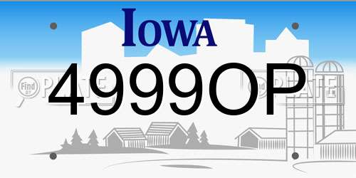 4999OP Iowa License Plate