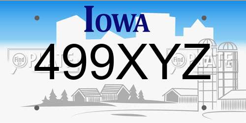 499XYZ Iowa License Plate