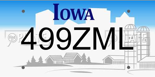 499ZML Iowa License Plate