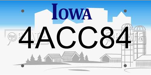 4ACC84 Iowa License Plate