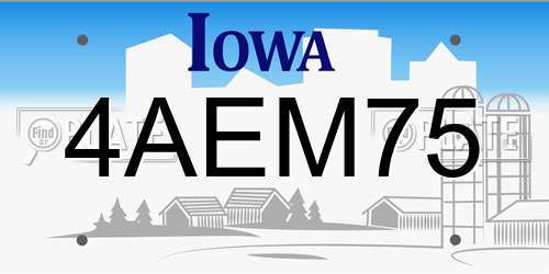 4AEM75 Iowa License Plate