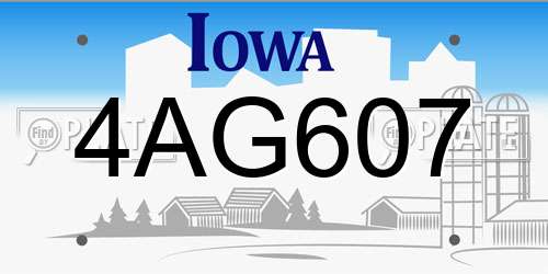 4AG607 Iowa License Plate
