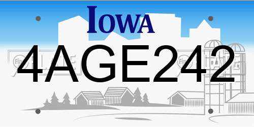 4AGE242 Iowa License Plate