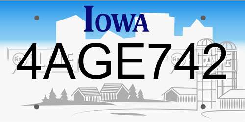 4AGE742 Iowa License Plate