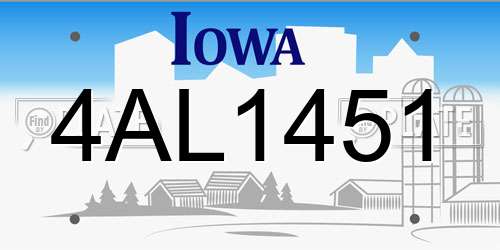 4AL1451 Iowa License Plate