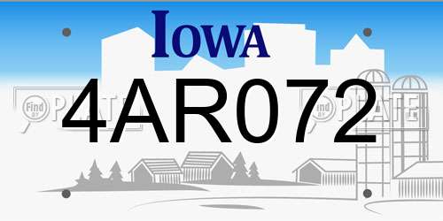 4AR072 Iowa License Plate