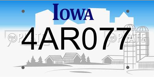 4AR077 Iowa License Plate