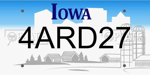 4ARD27 Iowa License Plate