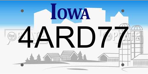 4ARD77 Iowa License Plate