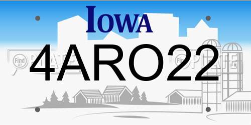 4ARO22 Iowa License Plate