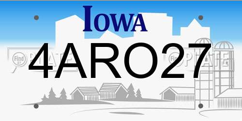 4ARO27 Iowa License Plate