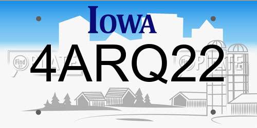 4ARQ22 Iowa License Plate