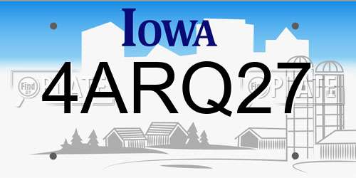 4ARQ27 Iowa License Plate