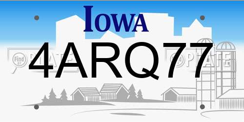 4ARQ77 Iowa License Plate