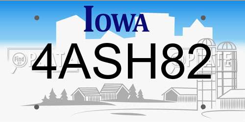 4ASH82 Iowa License Plate