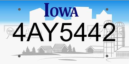 4AY5442 Iowa License Plate