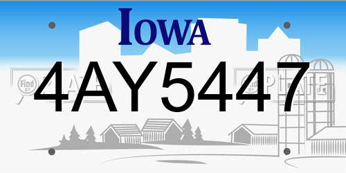 4AY5447 Iowa License Plate