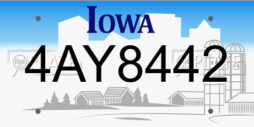 4AY8442 Iowa License Plate