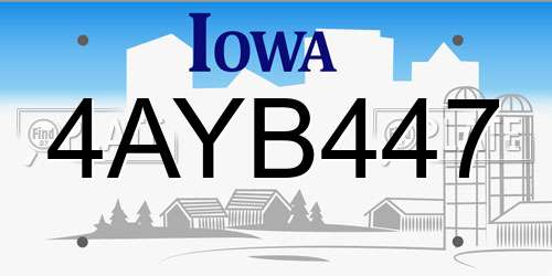 4AYB447 Iowa License Plate
