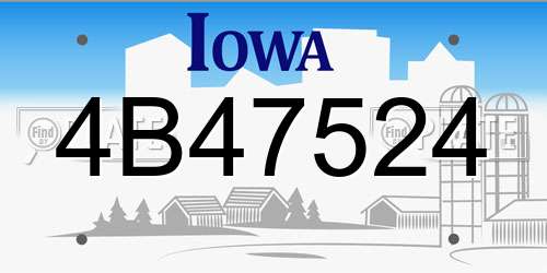 4B47524 Iowa License Plate