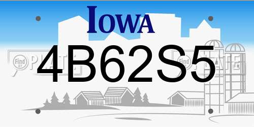 4B62S5 Iowa License Plate