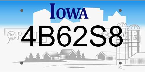 4B62S8 Iowa License Plate