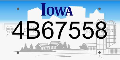 4B67558 Iowa License Plate