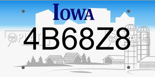 4B68Z8 Iowa License Plate