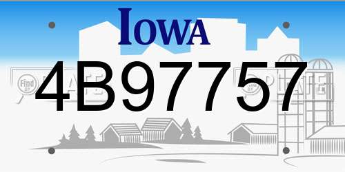 4B97757 Iowa License Plate