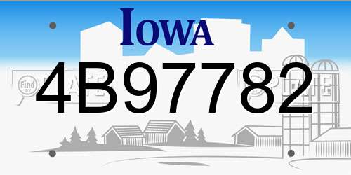4B97782 Iowa License Plate