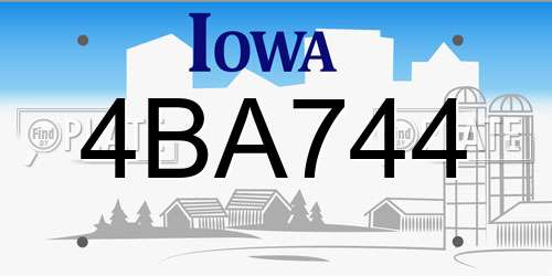 4BA744 Iowa License Plate