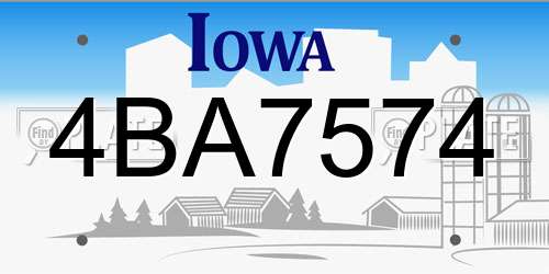 4BA7574 Iowa License Plate